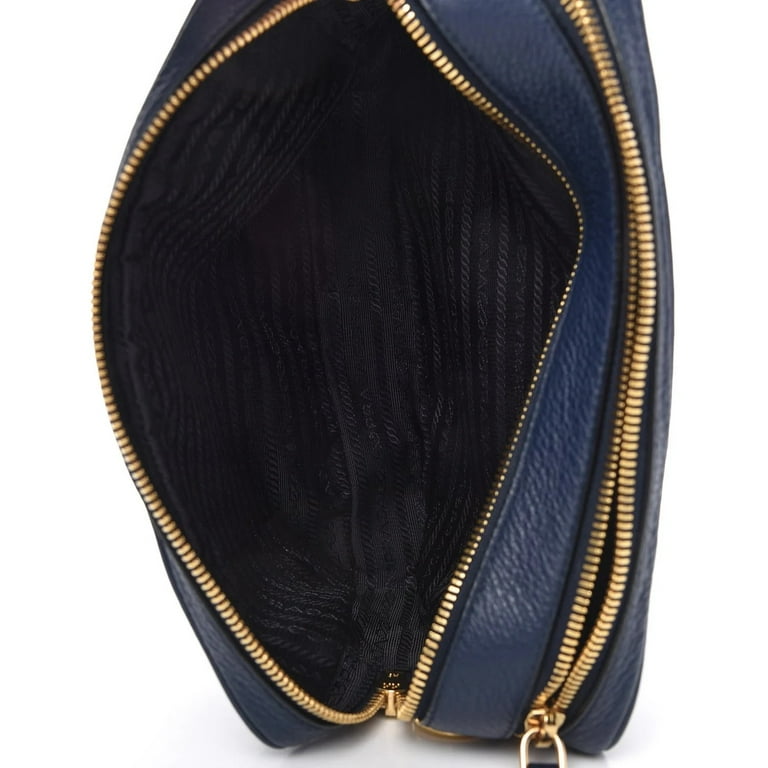Prada Beige Vitello Phenix Leather Double Zip Crossbody Bag 1BH079:  Handbags