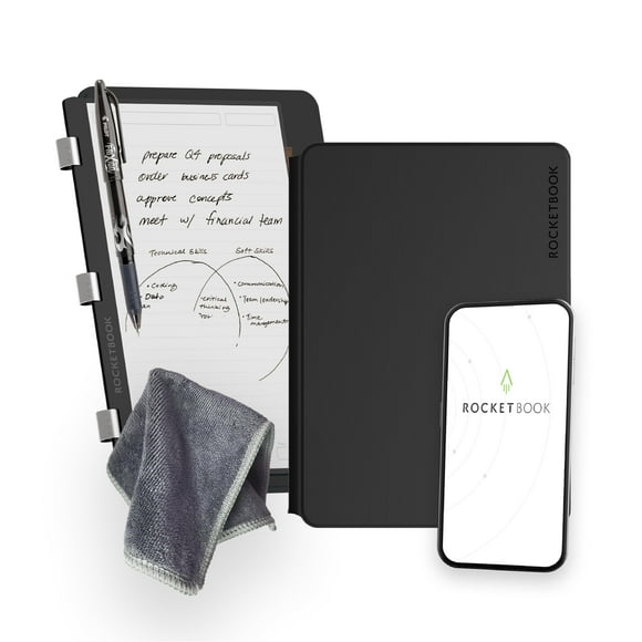 Rocketbook Pro 2.0 Reusable Professional Smart Notebook, Executive Size 7x9, Black - Lined & Dot Grid Pages, App-Connected, Erasable, Premium Cover, Ideal for Work N