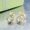 thumbnail image 2 of Gem Stone King 14K Yellow Gold Green Prasiolite and White Zirconia Earrings for Women (2.10 Cttw, Gemstone, Round Cut 6MM and 4MM), 2 of 3