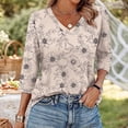 thumbnail image 6 of Womens Tops 3/4 Length Sleeve V Neck Casual Tunics Top Basic Shirt Loose Fit Blouse, 6 of 9
