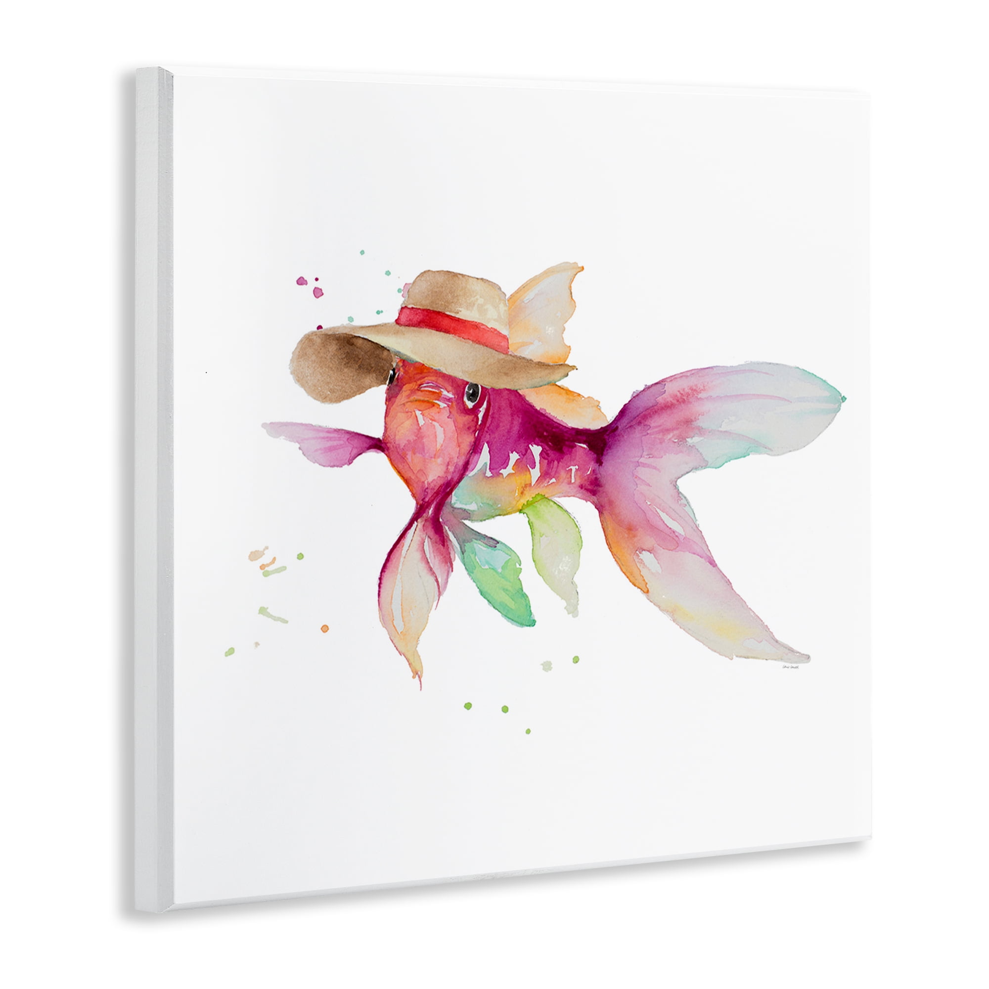 Stupell Industries Beach Fish Watercolor Novelty Painting Unframed Art Print Wall Art, 12 x 12