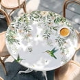 thumbnail image 2 of Green Eucalyptus Leaves Round Tablecloth, Fitted Table Cover with Elastic for 55"-60" Round Tables, Birds Flowers Spring Watercolor Floral Table Cloth Outdoor Dinning Party Waterproof Tablecloths, 2 of 7