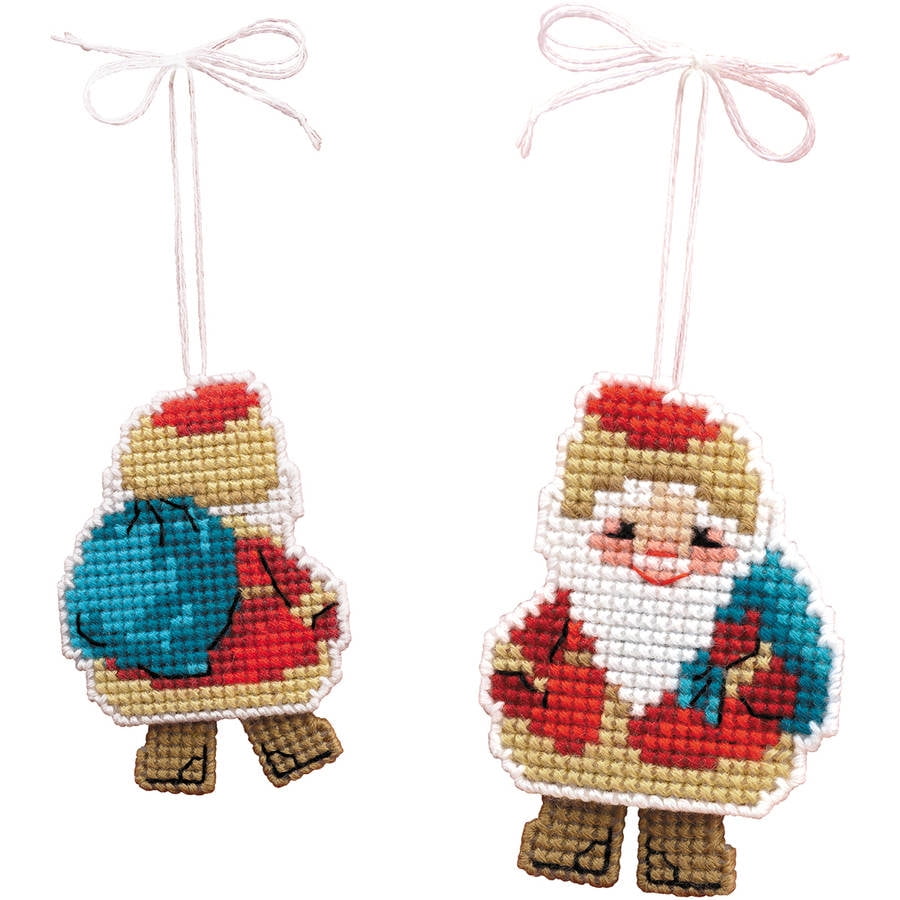 Santa Claus Counted Cross Stitch Kit, 2.5" x 3.25", 10 Count