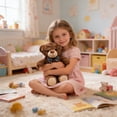 thumbnail image 3 of Eoozwa Teddy Bear Plush Doll with Blue Bow Tie, Soft Stuffed Animal in White Brown Khaki, Sitting Pose for Home Shelf Decor, 11.02 Inches, 3 of 6