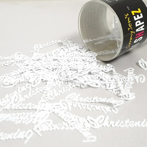 Confetti Word Christening White - Pouch (1/2 oz) - CCP7768