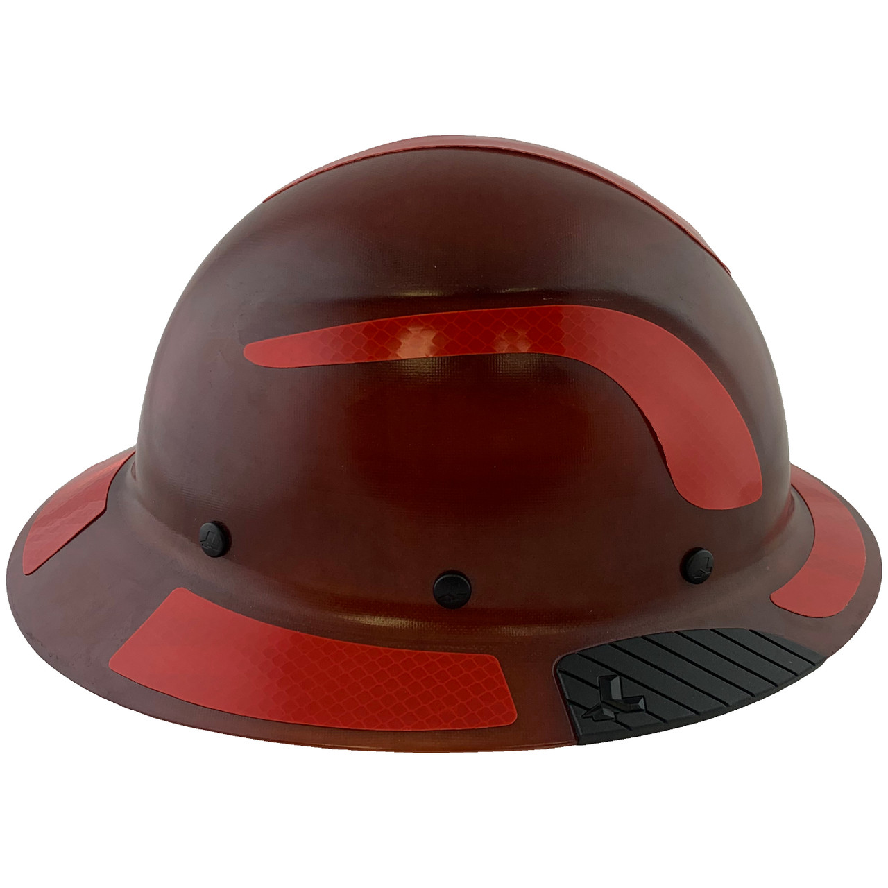 DAX Fiberglass Composite Hard Hat - Full Brim Natural Tan with Reflective Red Decal Kit Applied