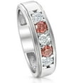 thumbnail image 3 of Pompeii 1 Ct T.W. Pink & White Lab Grown Diamond Mens Wedding Ring 5-Stone White Gold, 3 of 3