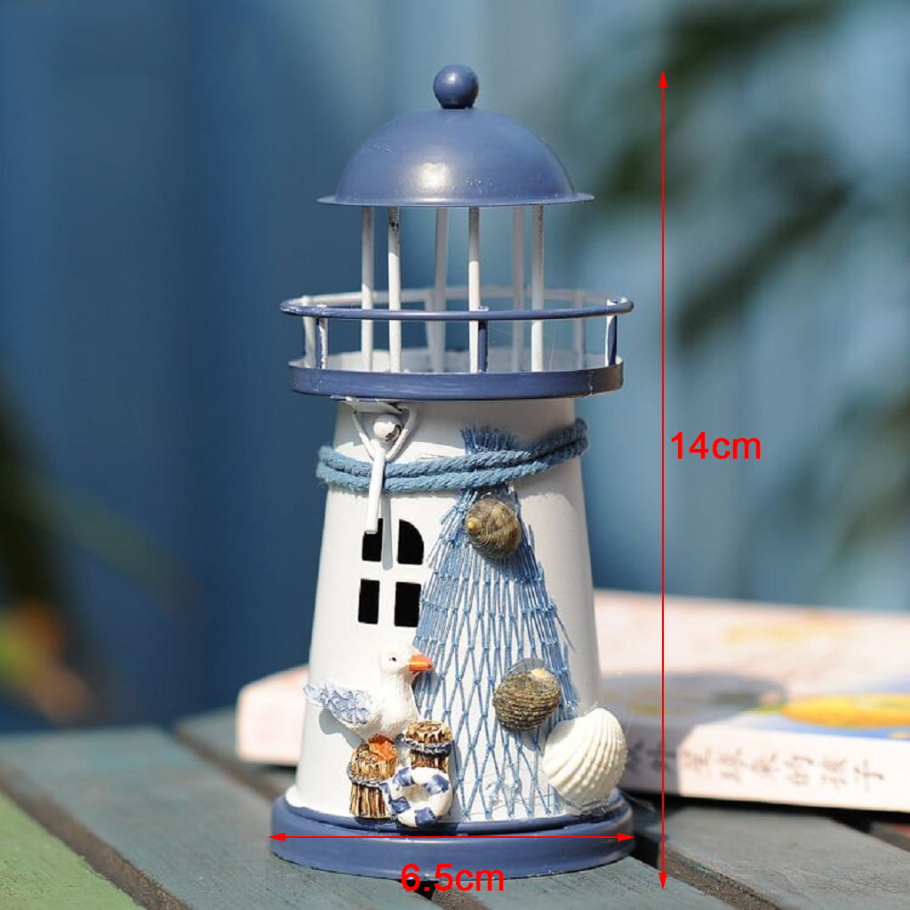 18cm Metal Lighthouse Candle Holder Tea Light Candlestick Xmas Decor Seabird 
