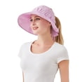 thumbnail image 5 of Skymirror Sun Visor Hat Large Brim Solid Color Pleated Folding Packable Anti-UV Back Bowknot Ribbon Breathable Women Beach Visor Hat for Daily Life, 5 of 8