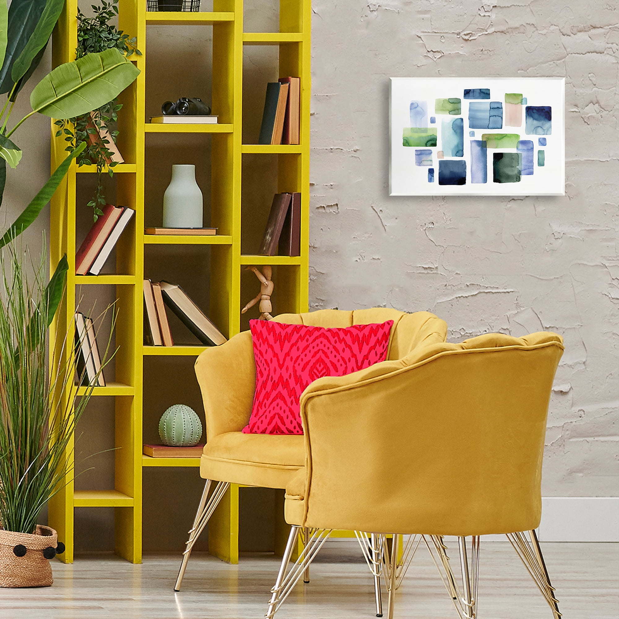 Stupell Industries Asymmetrical Watercolor Shapes Abstract Painting Unframed Art Print Wall Art, 15 x 10