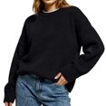 thumbnail image 6 of Women's Solid Color Loose Casual Long Sleeved Knitted Sweater Top Sweater for Fall Winter Minimalist Wardrobe,Black,S, 6 of 6