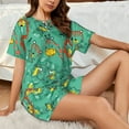 thumbnail image 6 of Bixox Women's Funny Animals in Jungle Printed Pajama Set 2 Piece Lounge Set Top and Shorts Soft Pajamas, Shorts with Pockets, 6 of 7