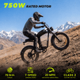 thumbnail image 4 of 20" Fat Tire Electric Bike for Adults, Class 2 E-Bike, 750W Motor (Peak 1000W), 48V 15.6Ah Battery, 4 of 9