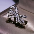 thumbnail image 2 of HOOUN Elegant Women's Alloy Silver Bow-knot White Topaz Wedding Jewelry Rings Gift-9, 2 of 3