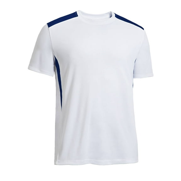Expert Brand USA-Made Men's DriMax™ Color Blocked Athletic T-Shirt, White/Navy, M