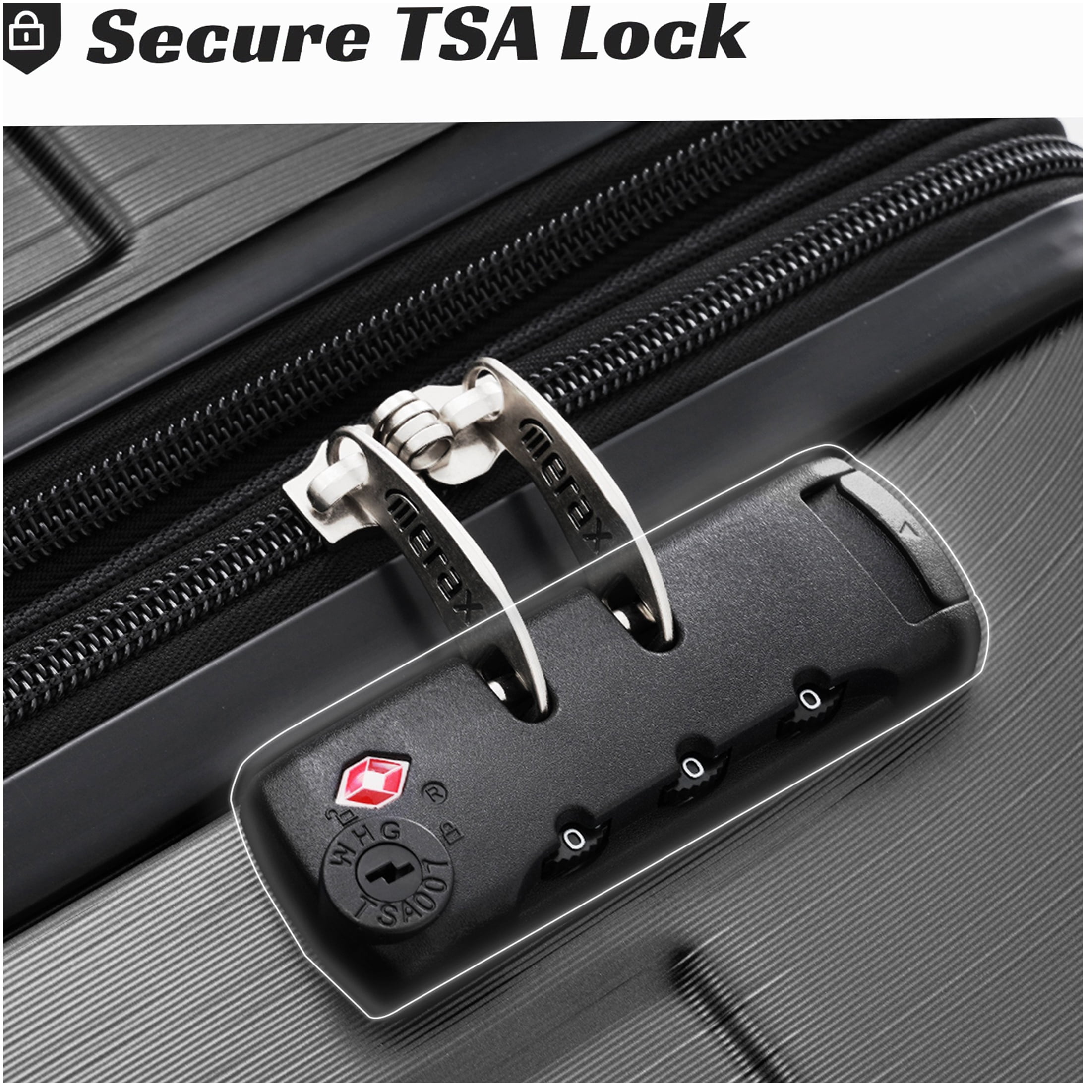Black 24 Inch Hardshell Suitcase, TSA Lock Expandable Checked Luggage with 8 Spinner Wheels