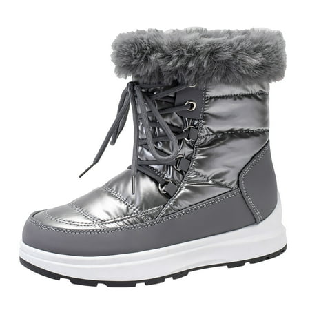 Fashion Women Winter Water Women s Snow Boots with Heels Proof Flat Lace Up Womens Snow Boots Size 11Wide Keep Warm Snow Boots Winter Boots for Snow for Women Comfortable Mid Boots Shoes