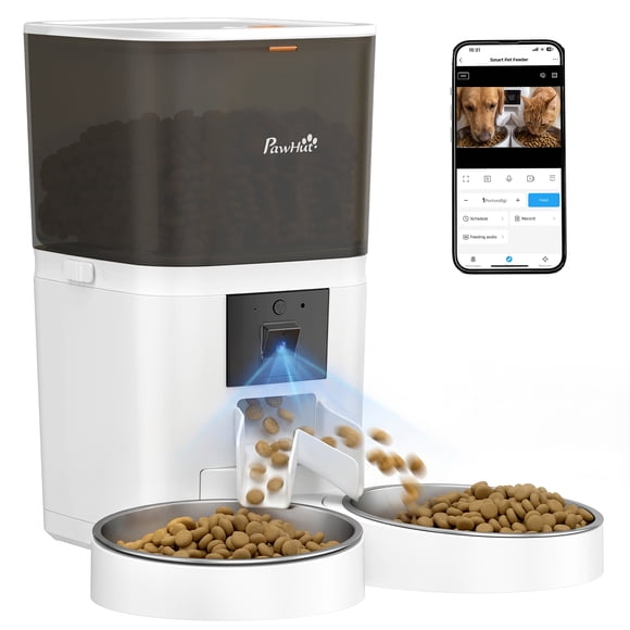 PawHut Automatic Cat Feeder Pet Food Dispenser with HD Camera APP Control