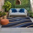 thumbnail image 3 of 5' x 8' Outdoor Rug, Navy Blue Golden Marble Outdoor Washable Rug Large Floor Carpet, Modern Abstract Marble Flow Non Shedding Area Rug for Outside, Patio, RV, Porch, Deck, Balcony, Camping, 3 of 9