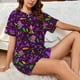 thumbnail image 4 of Balery Mardi Gra2 Conjunto de Pijama para Mujer con Estampado, Dos Piezas de Manga Corta y Shorts, Ropa de Dormir Suave con Cuello Redondo y Bolsillos-X-Large, 4 of 6