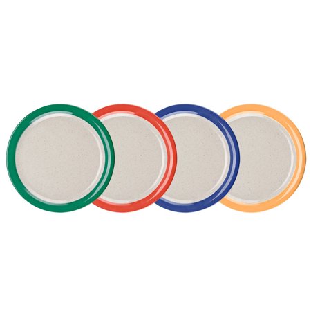 Get Np-9-Ttm Diamond Mardi Gras 9" Two Tone Narrow Rim Round Melamine Plate, Assorted Color Rims And