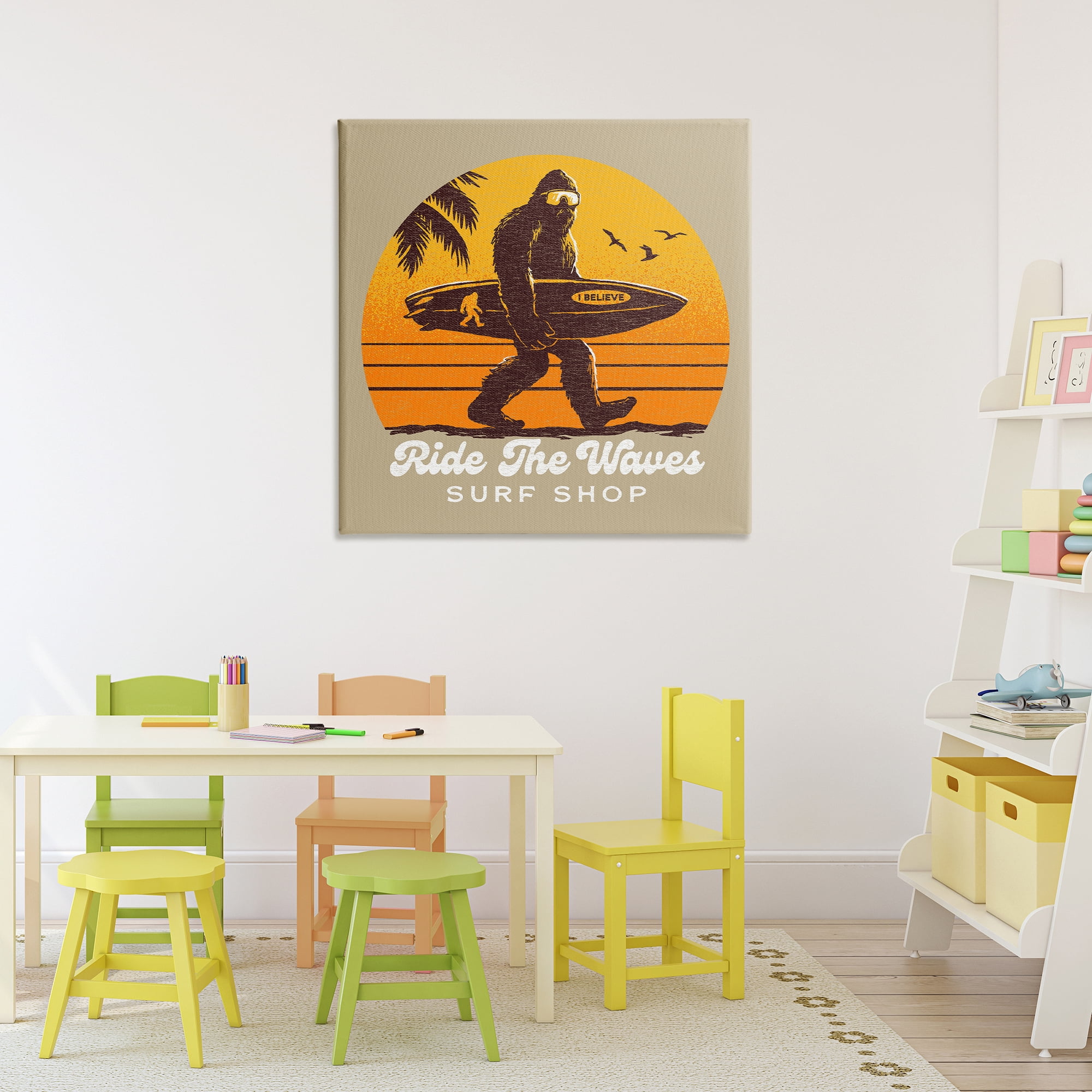 Ride The Waves Surf Shop Canvas Wall Art, design by Jedco Brands Inc.