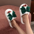 thumbnail image 5 of JUSLIO Slippers for Women, Indoor House Slippers Open Toe Slides Slip On Fuzzy Plush Flat Sole Non Slip Slippers Army Green, 5 of 6