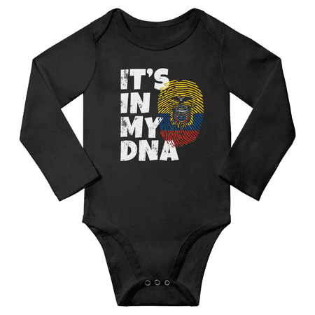 

It s In My Ecuadorian DNA Baby Long Sleeve Bodysuits Unisex Gifts (Black 18 Months)