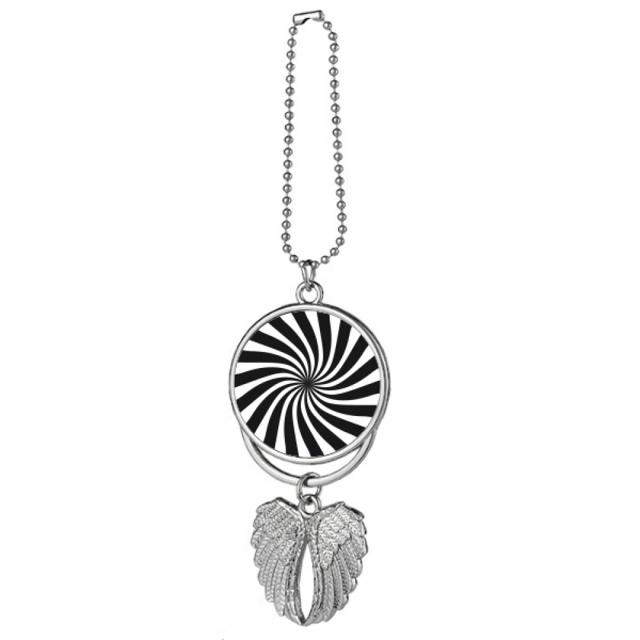 Illusion Lines Cyclically Repeating Waves Silver Wing Car Pendant Decoration