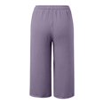 thumbnail image 4 of Bovemsi Capri Pants For Women Daily Elastic Waist Straight Solid Color Casual Pants Pockets 45720 Length Trousers Hiking Pants, 4 of 4