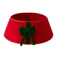 thumbnail image 2 of Festive Red Christmas Tree Collar with Green Velvet Bow, Decorative Holiday Skirt Alternative, 2 of 3