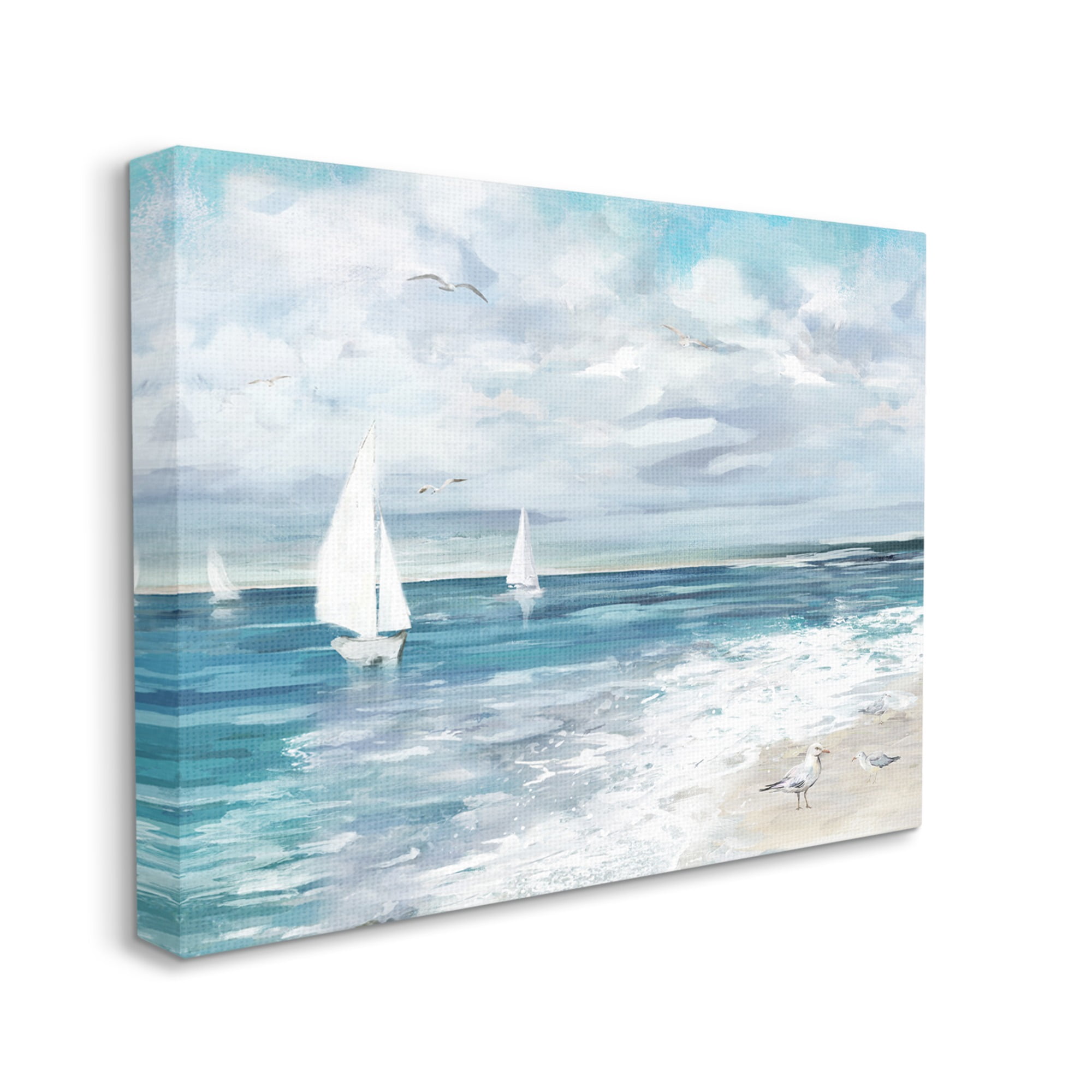 Stupell Industries On The Water Landscape Nature Painting Gallery Wrapped Canvas Art Print Wall Art, 48 x 36