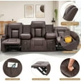 thumbnail image 5 of AECOJOY Reclining Sofa with 2 Console& Bluetooth Speakers, Manual RV Recliner Couch with USB Ports&4 Cup Holders, 2 Side Pockets Recliners on Clearance Home Theater Seating, Faux Leather in Brown, 5 of 8
