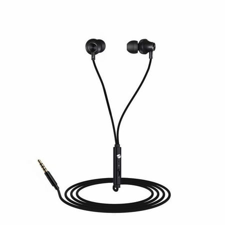 - Tiehnom In-Ear Earbuds Earphones Headphones 3.5mm Metal Housing Wired Bass Stereo Headset Built-in microphone and volume control + 3 Pair Earbuds Replacements + Headphone Clip + Earbuds Strap (Black)