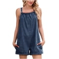 thumbnail image 2 of YTCAMLO Loose Fit Womens Denim Overalls Trendy Y2K Loose Fit Adjustable Strap Short Jumpsuits with Pockets Backless Rompers, 2 of 9