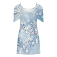 thumbnail image 4 of Robes Robe d'Été Robes d'Été pour Femmes Imprimé Manches Courtes Épaules Dénudées Col Rond Robe Bleu Clair L, 4 of 5