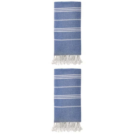 Unique Bargains Stripe Turkish Sand Free Towel 2 Pack Royal Blue 71"x35"