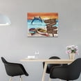 thumbnail image 3 of Beach Wall Art Coastal Dolphin Bathroom Decor Ocean Boat Dolphin Pictures Wall Decor Nautical Canvas Prints Artwork Home Decoration For Bathroom Living Room Bedroom Office Framed 16"x12", 3 of 6