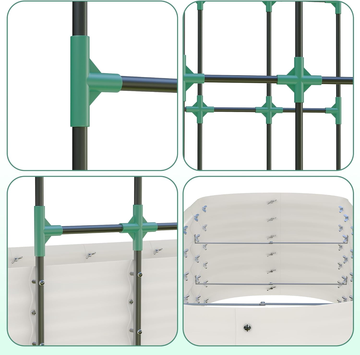 Riedhoff 2 Pack Raised Garden Bed Kit 6.56*1.96*1.47'​​, with 7.87' Tall Arch Trellis, Off-white