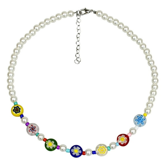 MasteelfCA 1pc Colorful Necklace Daisy Petal Bead Decorative Clavicle Chain Jewelry