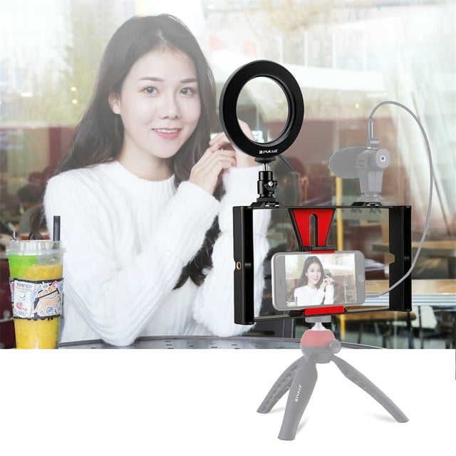EGNMCR Mobile Video Recording Live Rabbit Cage Ring Light Cold Boot Adapter Bracket handheld camera stand