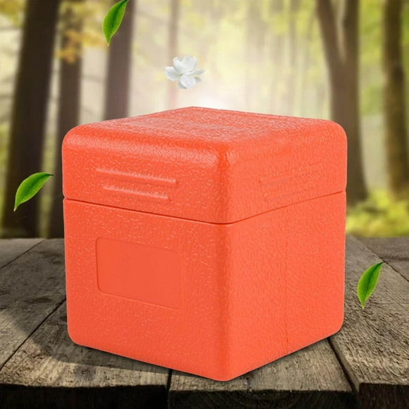 Camping Stove Storage Box Plastic Furnace Case with Hiking Camping Hand Lid Orange10x9x9cm