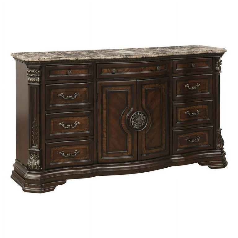 Home Elegance Antoinetta Collection Dresser with Marble Top, Warm Cherry -  70.75 x 20 x 40 in. - Walmart.com