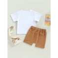 thumbnail image 4 of Bagilaanoe 2pcs Toddler Baby Boys Short Pants Set Letter Print Short Sleeve T Shirts Tops + Shorts 6M 112M 18M 24M 3T Kids Casual Summer Outfits, 4 of 9