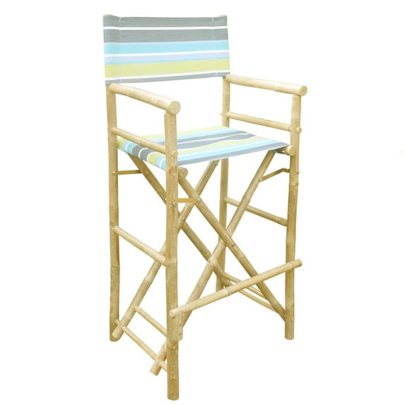 Statra Bamboo Indoor Outdoor Canvas Directors Chair Barstool - Set of 2
