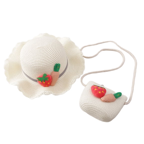 HONITANO Sun Hat for Girls 1 Set Kids Beach Hat Straw Plastic White 52cm Hat with Wide Brim Spring Summer