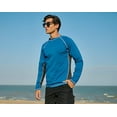 thumbnail image 4 of Tyhengta Men's Long Sleeve Swim Shirts Rashguard UPF 50+ UV Sun Protection Shirt Athletic Workout Running Hiking T-Shirt Swimwear Peacock Blue S, 4 of 8