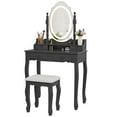 thumbnail image 6 of Vanity Desk with Mirror and Lights, Modern Vanity Makeup Table and Cushioned Stool Set with 4 Drawers, 3 Color Lighting Modes with Adjustable Brightness, Dressing Table Set for Bedroom (Black), 6 of 10