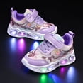 thumbnail image 2 of Light Up Platform Walking Shoes for Toddler Girls Wide Width Mesh Breathable Sequins Slip on Sneakers Purple, 2 of 4
