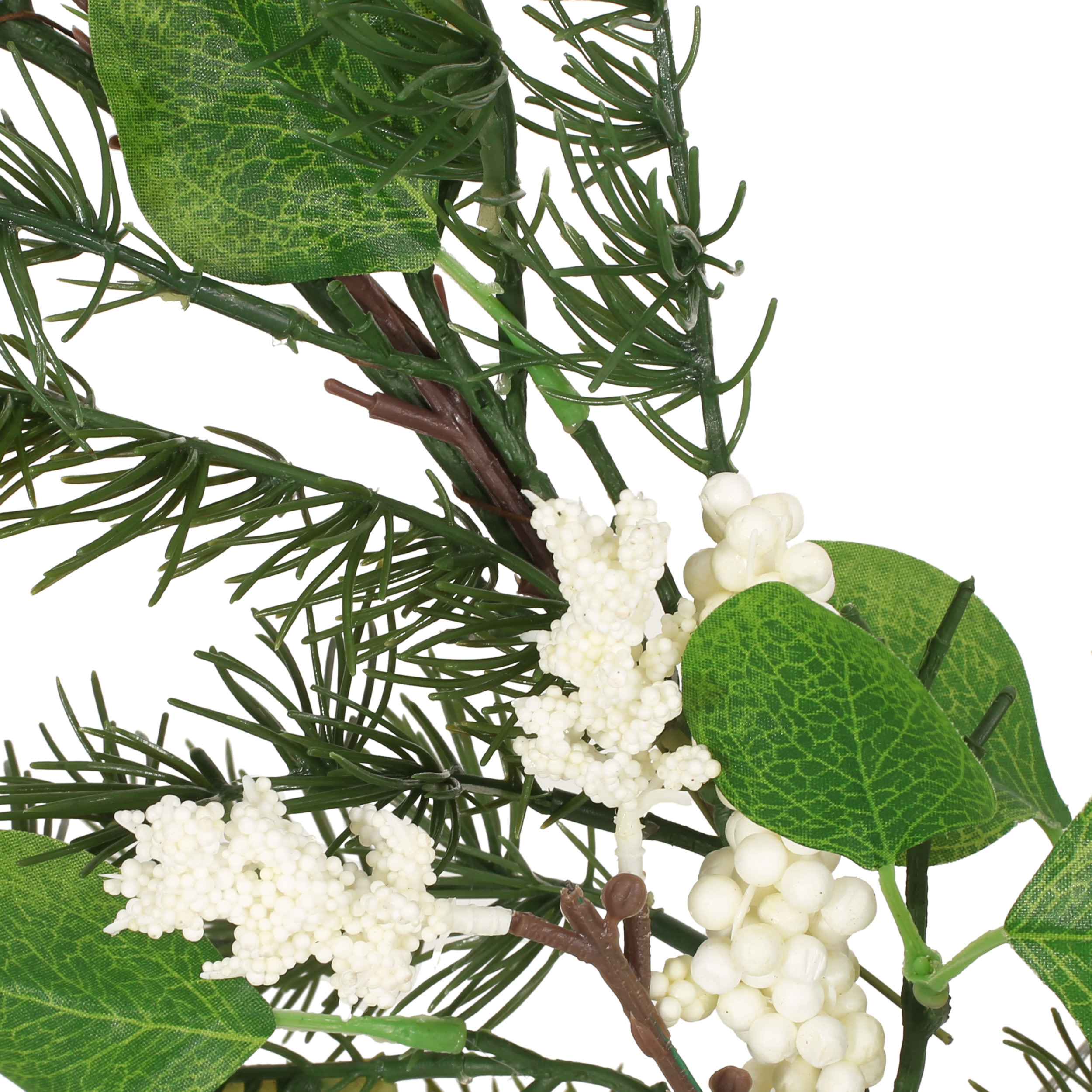 Noble House Nolta Artificial Eucalyptus and Pine Garland with Berries, Green and White, 5 Foot